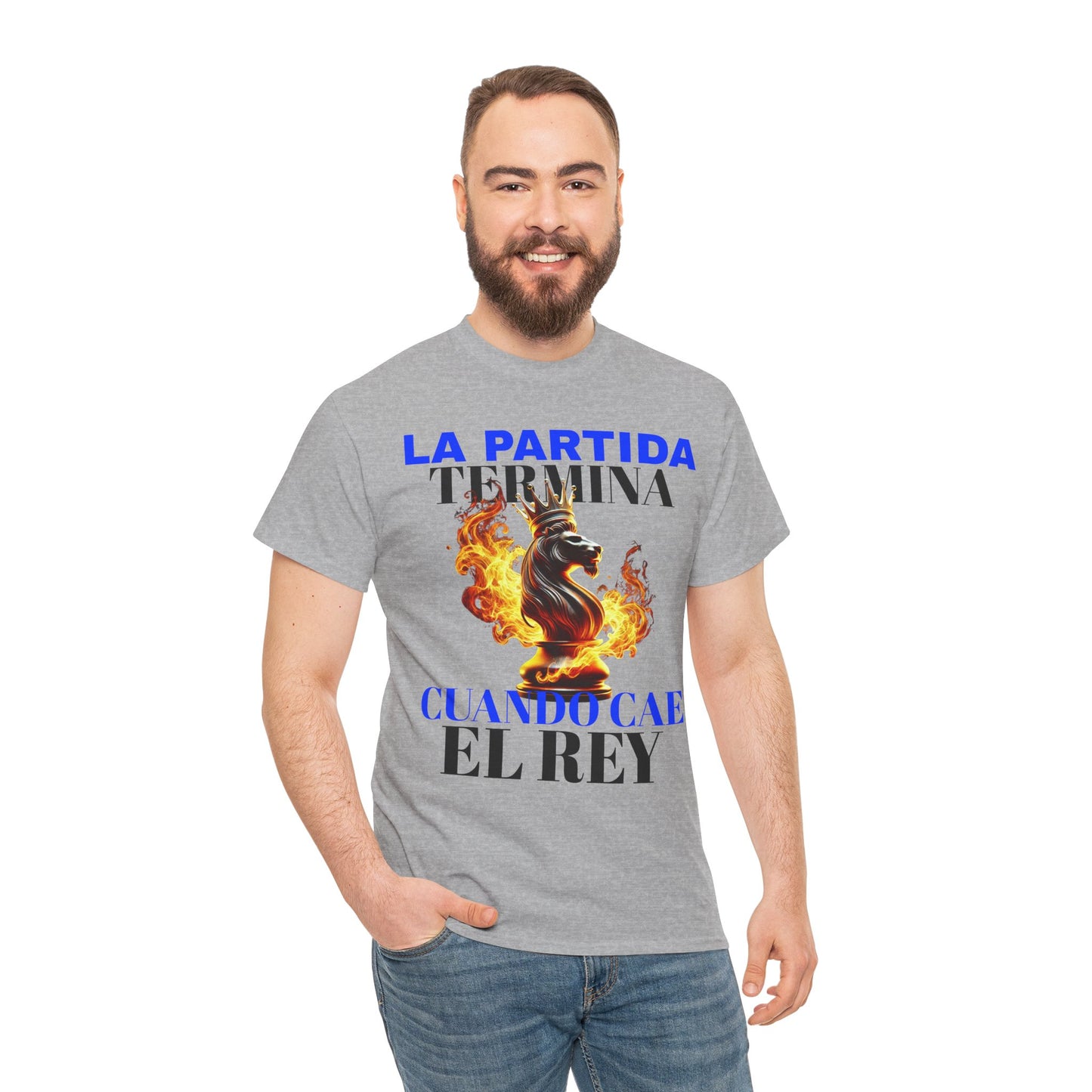 CAMISETA HOMBRE ALFA "LA PARTIDA TERMINA CUANDO CAE EL REY".(EUROPA)