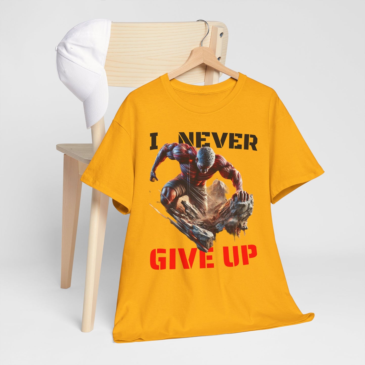 CAMISETA HOMBRE ALFA "I NEVER GIVE UP".(USA).