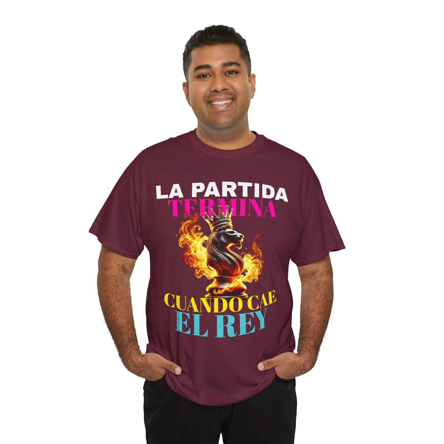 CAMISETA HOMBRE ALFA "LA PARTIDA TERMINA CUANDO CAE EL REY".(EUROPA)