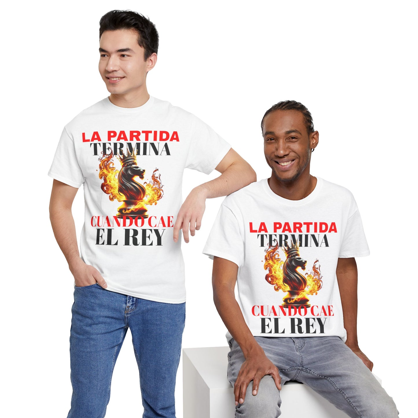 CAMISETA HOMBRE ALFA "LA PARTIDA TERMINA CUANDO CAE EL REY".(EUROPA)
