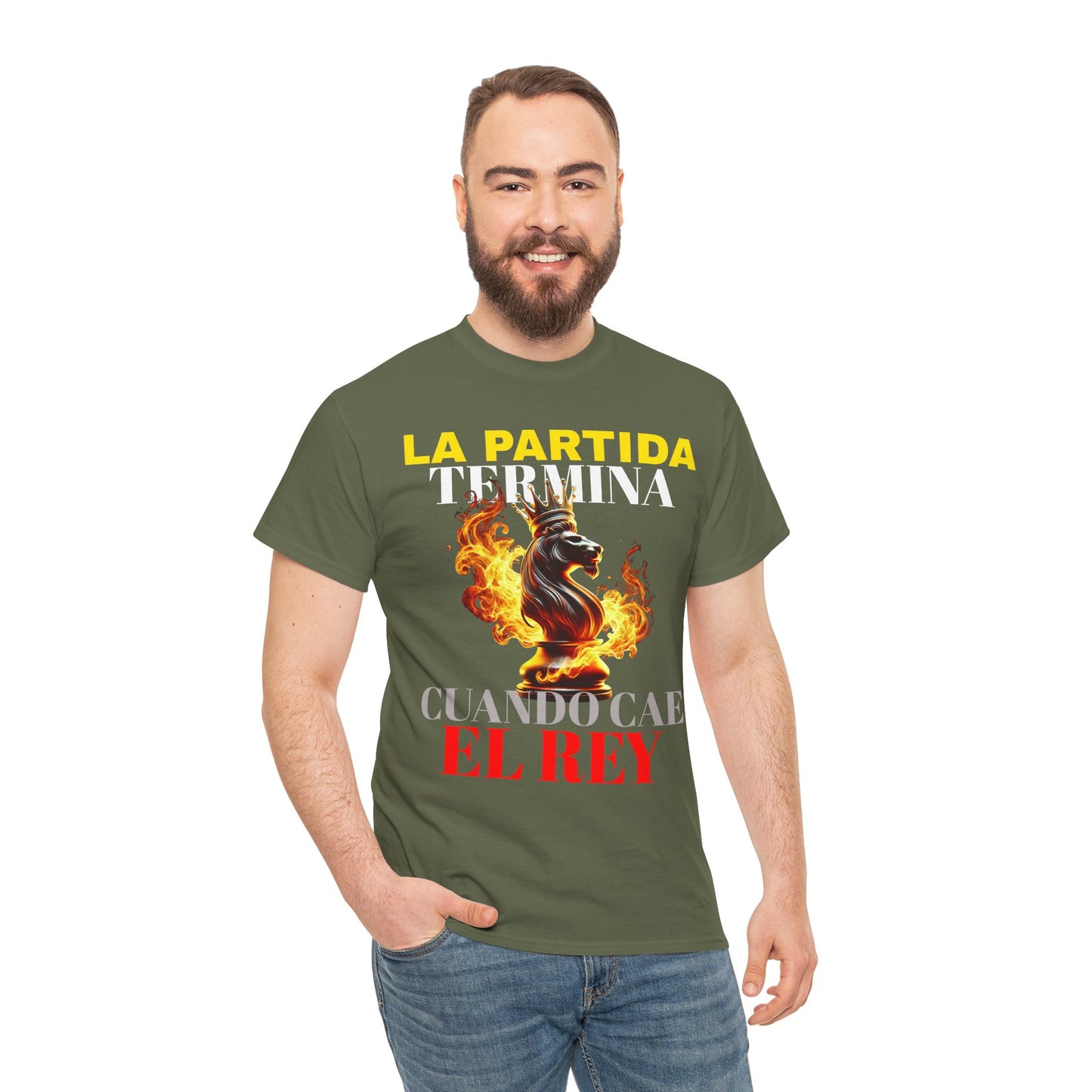 CAMISETA HOMBRE ALFA "LA PARTIDA TERMINA CUANDO CAE EL REY".(EUROPA)
