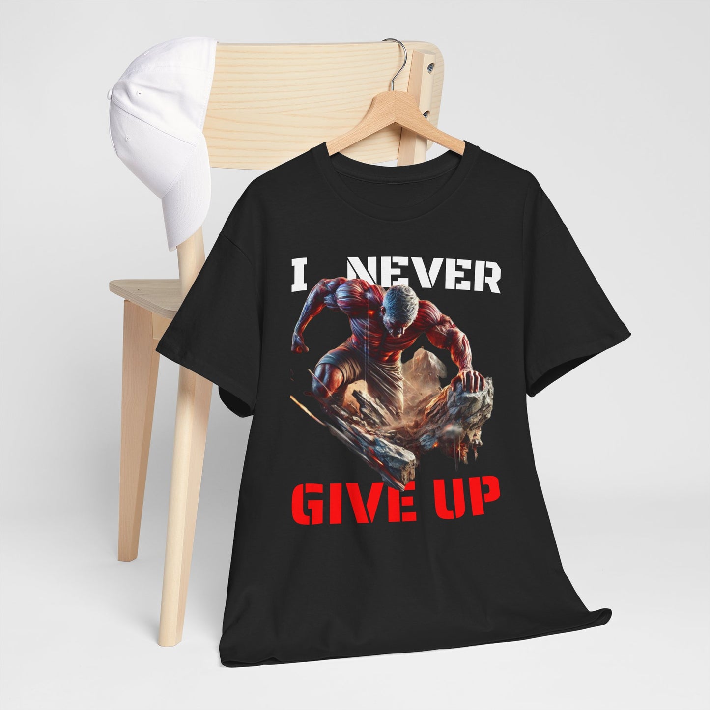 CAMISETA HOMBRE ALFA "I NEVER GIVE UP".(USA).