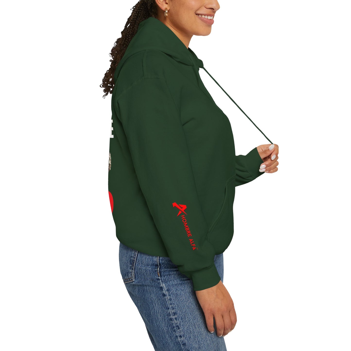SUDADERA CON GORRO HOMBRE ALFA, "NUNCA ME RINDO".(USA).