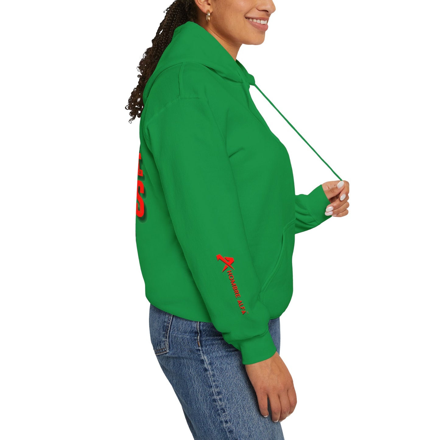 SUDADERA CON GORRO HOMBRE ALFA, "SIEMPRE FUERTES".(USA).