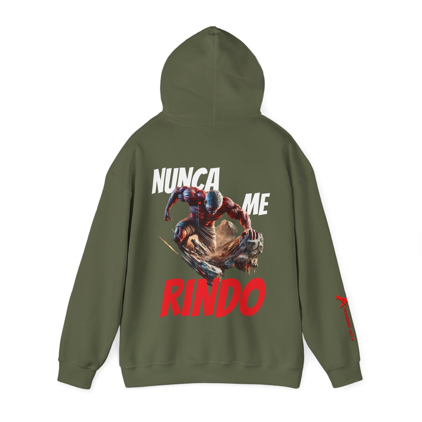 SUDADERA CON GORRO HOMBRE ALFA, "NUNCA ME RINDO".(USA).