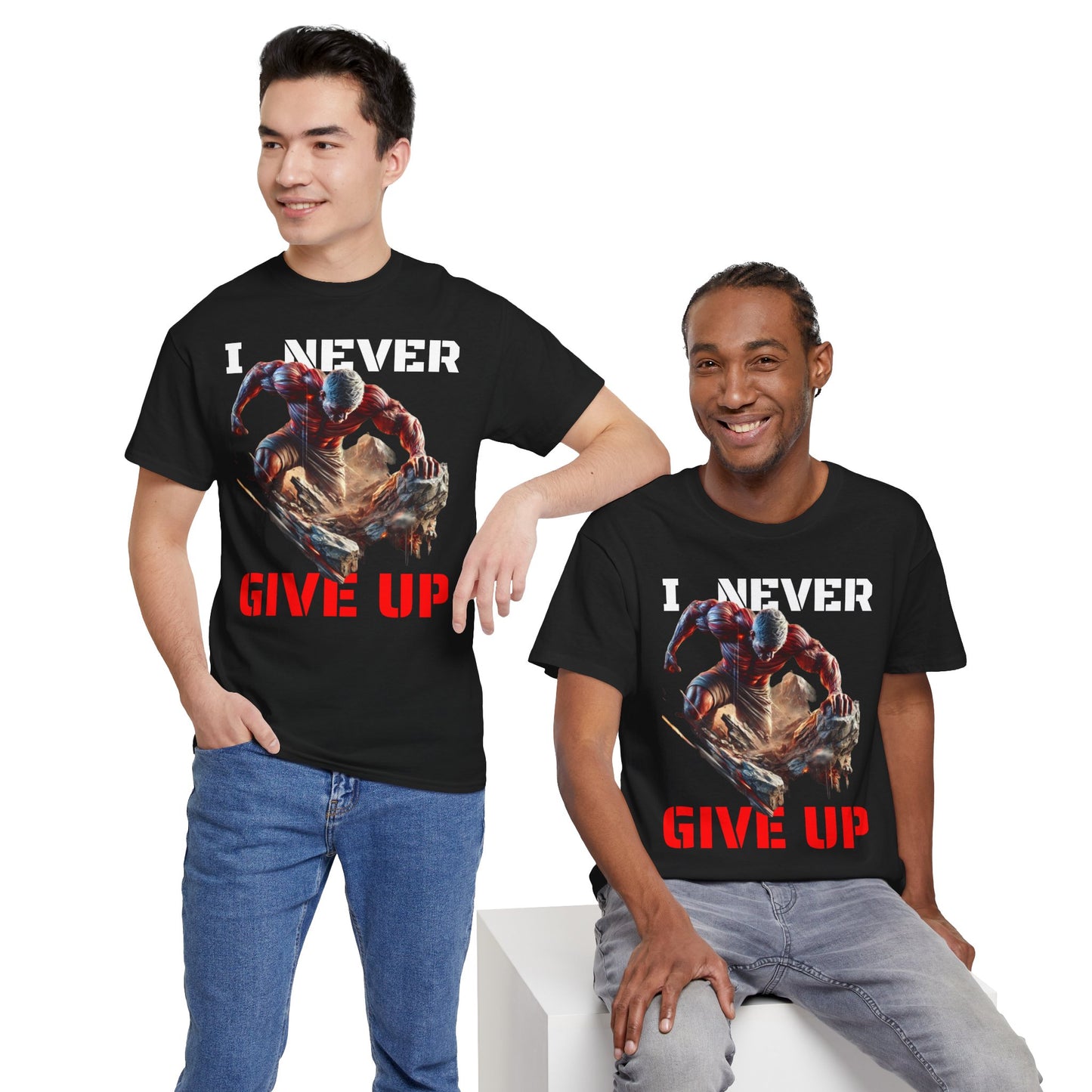 CAMISETA HOMBRE ALFA "I NEVER GIVE UP".(USA).