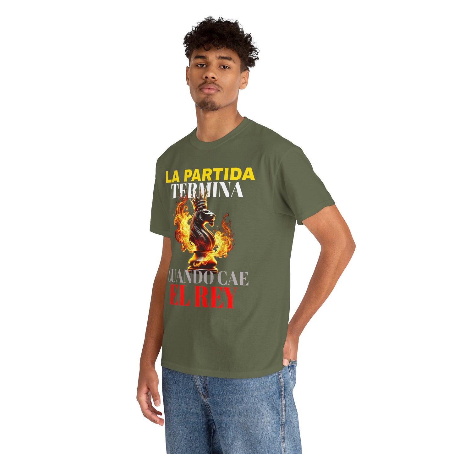 CAMISETA HOMBRE ALFA "LA PARTIDA TERMINA CUANDO CAE EL REY".(EUROPA)