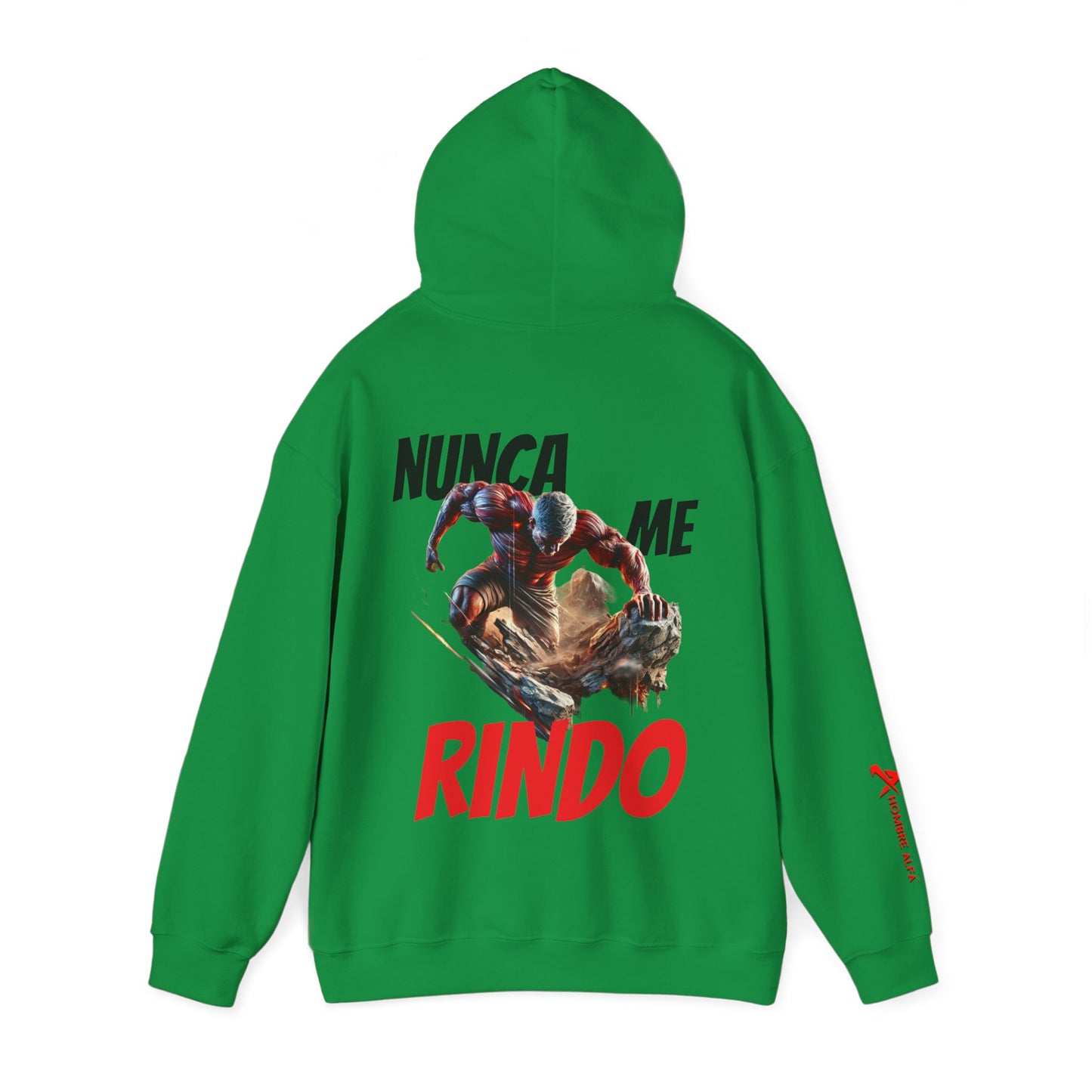 SUDADERA CON GORRO HOMBRE ALFA, "NUNCA ME RINDO".(USA).