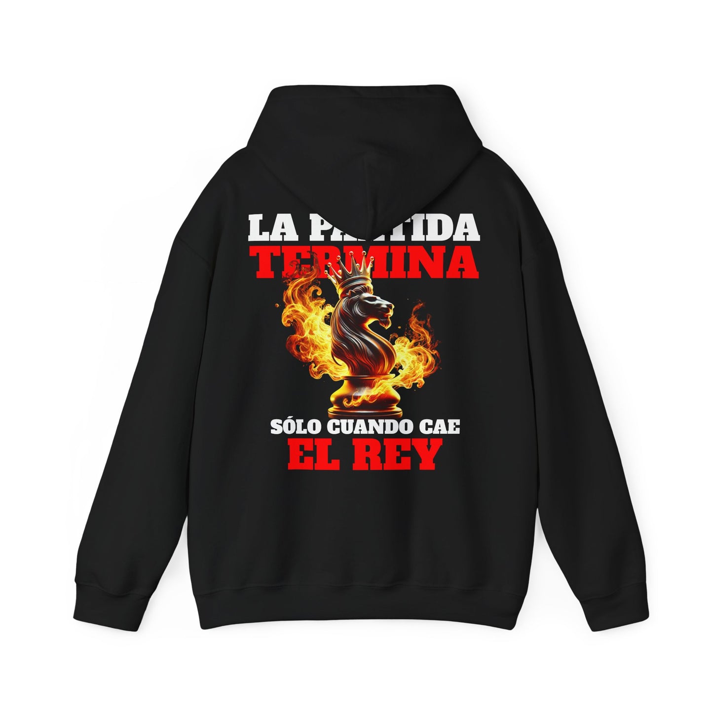 SUDADERA CON GORRO "LA PARTIDA TERMINA CUANDO CAE EL REY". (EUROPA).