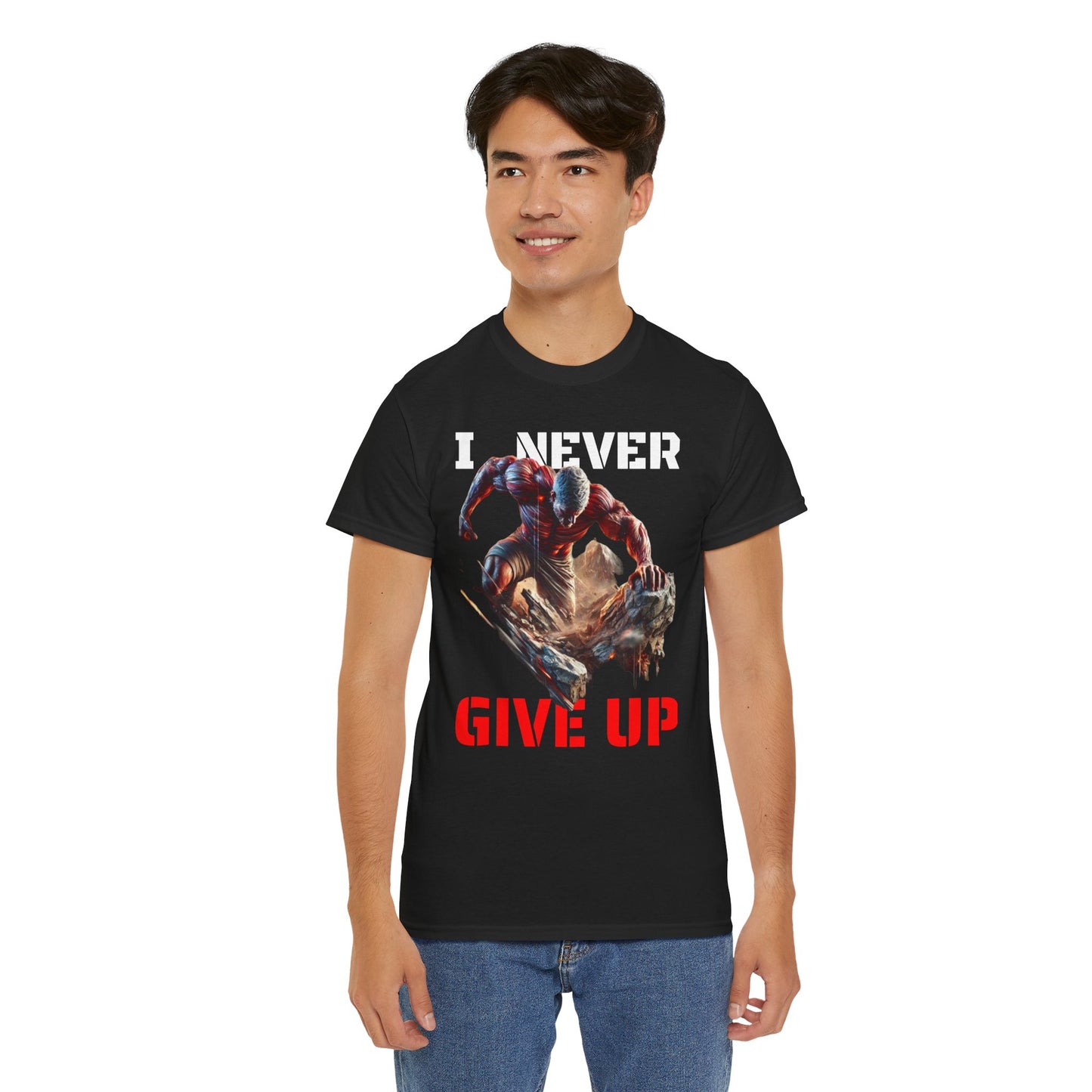 CAMISETA HOMBRE ALFA "I NEVER GIVE UP".(USA).