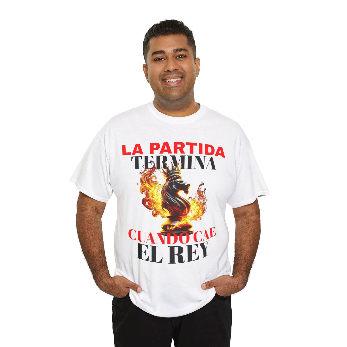 CAMISETA HOMBRE ALFA "LA PARTIDA TERMINA CUANDO CAE EL REY".(EUROPA)
