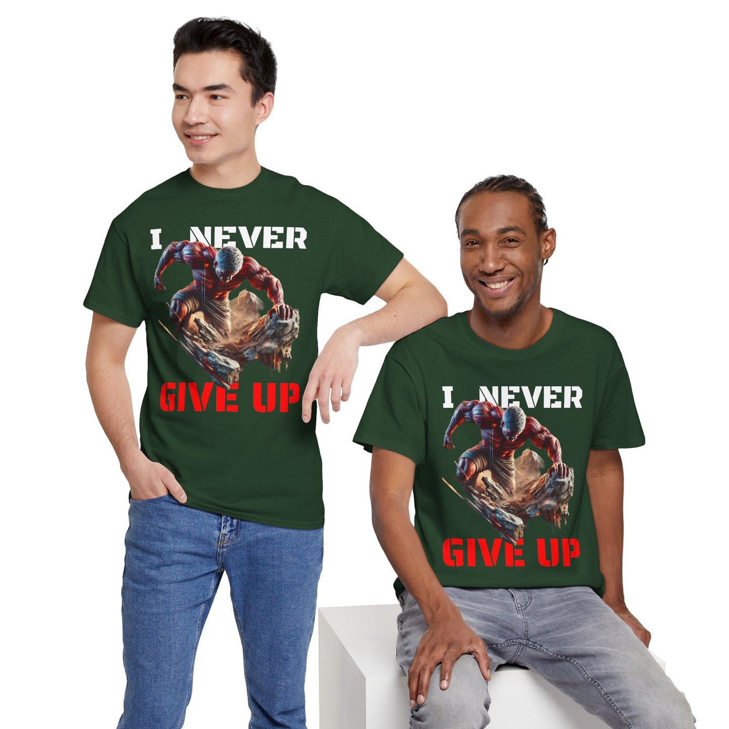 CAMISETA HOMBRE ALFA "I NEVER GIVE UP".(USA).