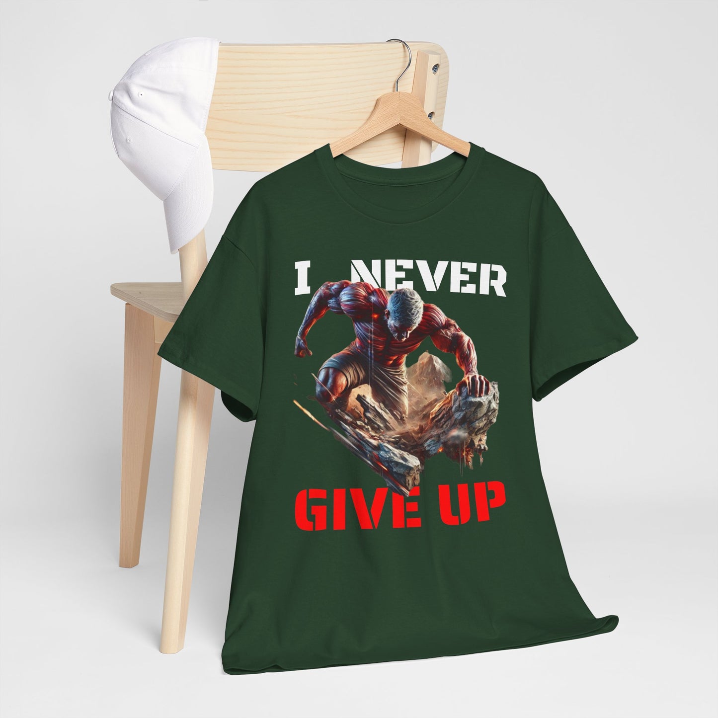CAMISETA HOMBRE ALFA "I NEVER GIVE UP".(USA).
